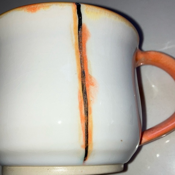 Ceramic clay pottery cup Orange and White Ceramic Mug - Picture 10 of 16